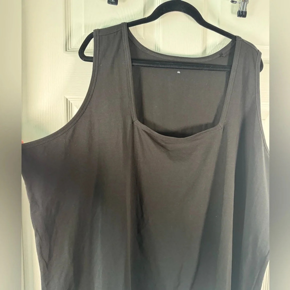 Universal Standard Boxy Pima Cotton Black Square Neck Tank Top Size 2XL - Picture 2 of 6